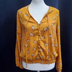 Mudd Mustard Yellow Floral Top*